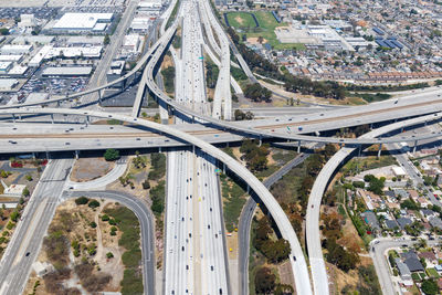 High angle view of elevated road in city