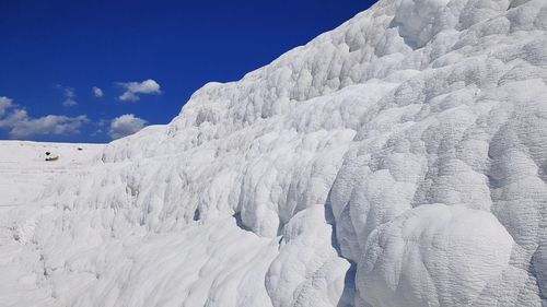 White covered landscape against sky