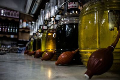 Close-up of drink in jar