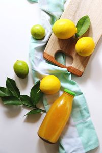 High angle view of fruits on table