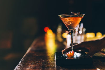 Close-up of cocktail on table in bar