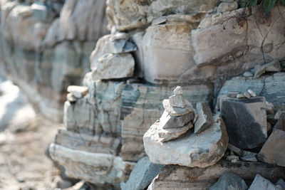 Close-up of stacked rocks