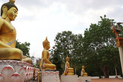 Some small and big buddha statue at wat pa krok sadao temple,nakhon ratchasima province,thailand