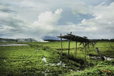 Scenic view of land against sky