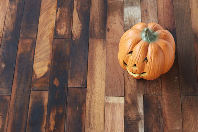 High angle view of pumpkin on table