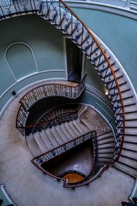 High angle view of spiral stairs