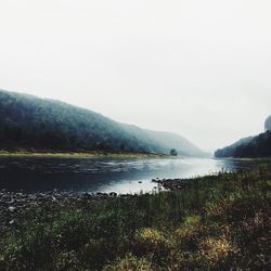 Scenic view of lake against sky