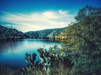 Scenic view of lake against sky