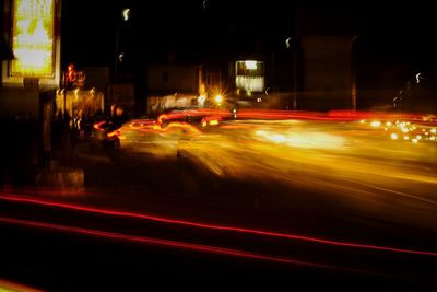 Light trails on street at night