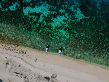 High angle view of people on beach