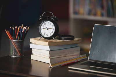 Close-up of objects on table