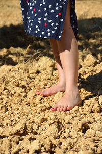 Low section of woman standing on beach