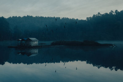 Scenic view of lake against sky