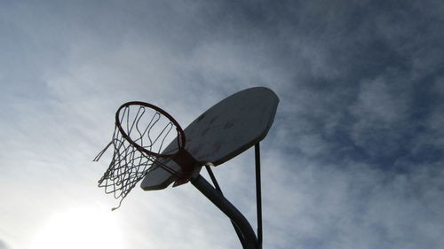 Low angle view of basketball hoop against sky