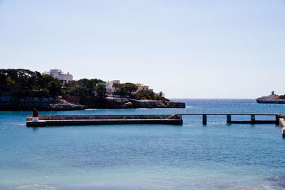 Scenic view of sea against clear sky