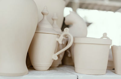 Close-up of objects on table at home