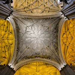 Low angle view of ornate ceiling