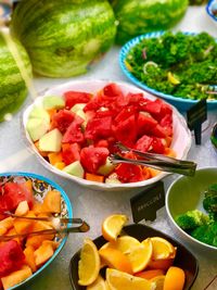 High angle view of fruits in bowl