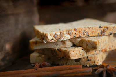 Close-up of bread on table