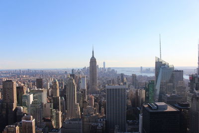 View of cityscape against clear sky