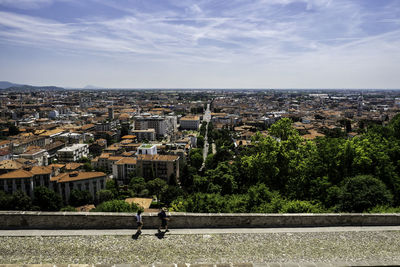 High angle view of cityscape against sky