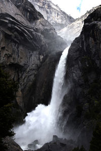 Low angle view of waterfall