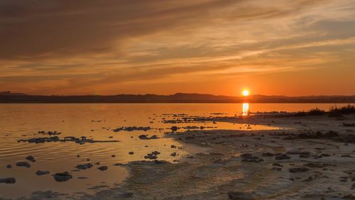 Scenic view of sea against sky during sunset