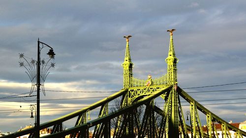 Low angle view of bridge against cloudy sky