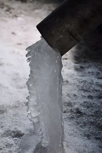 Close-up of frozen water