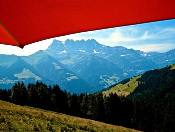 Scenic view of mountains against sky