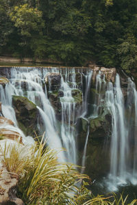 Scenic view of waterfall in forest
