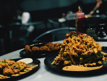 Close-up of food served in plate