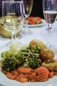 Close-up of served food in plate