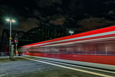 Blurred motion of train at night