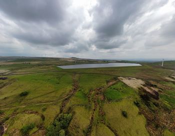 Aerial scenic view of landscape against sky