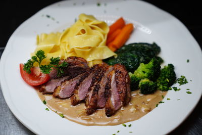 Close-up of meal served in plate