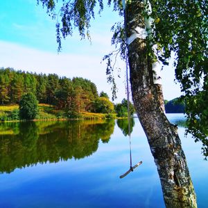 Scenic view of lake against sky