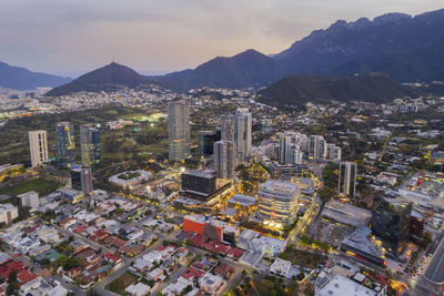 High angle view of townscape against sky