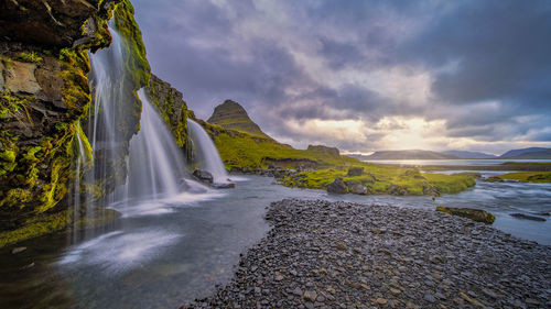 Majestic kirkjufellsfoss in northeast iceland. 