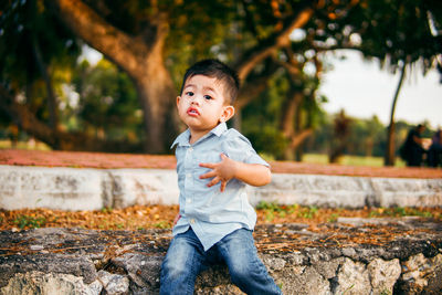 Cute boy looking away