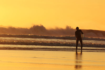 Scenic view of sea at sunset