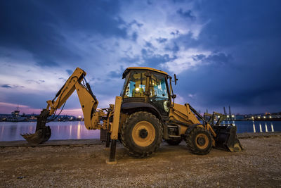 Construction site on field against sky