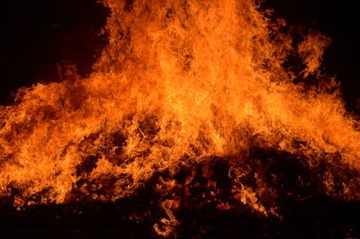 Close-up of bonfire at night