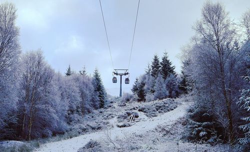 Snow covered landscape against sky