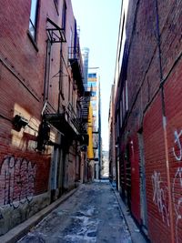 Narrow alley amidst buildings in city