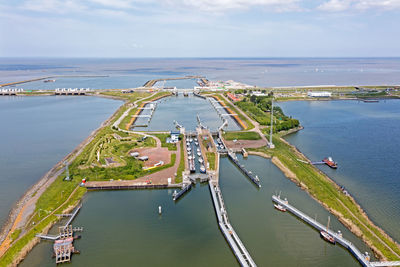 High angle view of sea against sky