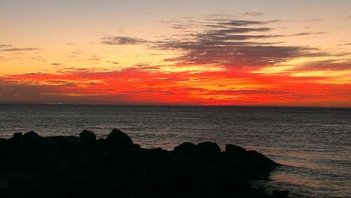Scenic view of sea at sunset