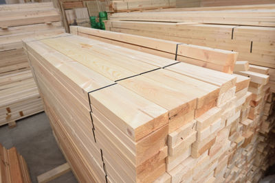 Stack of wood in lumber industry
