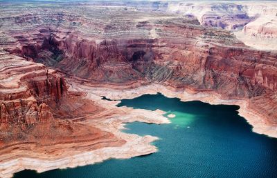 High angle view of rocks in water