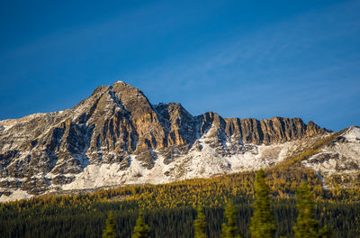 Scenic view of mountains against blue sky